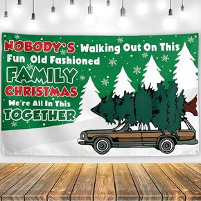 Christmas Vacation Backdrop Funny Christmas Banner New Year Winter Xmas Decor Griswold Family Cousin Eddie Christmas Decorations for Home Party