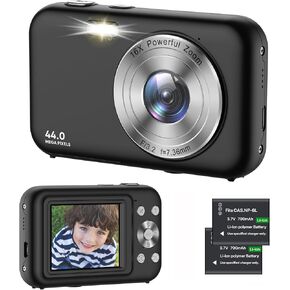 Digital Camera 1080P Kids Camera with 16X Zoom - 44MP Anti Shake Point and Shoot Digital Cameras for Photography | Compact Small Camera for Kids Girls Boys Teens Beginners (SD Card Not Include)
