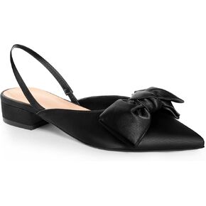 Slingback Pumps Shoes for Women Closed Toe Short Heels Bow Pointed Toe Low Heels