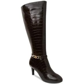 Karen Scott Hanna Dress Boots, Brown Croco, Size 8.5M Wide Calf