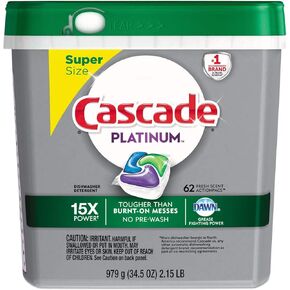 Cascade Platinum Dishwasher Detergent, 16x Strength With Dawn Grease Fighting Power, Fresh Scent (92 Count)