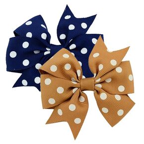 Pack of 2 hair bows girls. Headband Hair Clip Hair Band Baby Girl Headband Newborn Toddler Hair Bans Alligator hair clip with bow accessories (Yellow and royal blue)