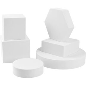GISELA D Photography Style-Foam Blocks Geometric Photoshoot Shape Products Prop for Jewelry Makeup Ornament Cosmetic,White (6Pcs)