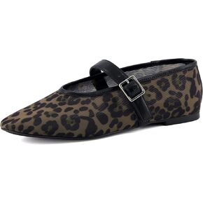 CUSHIONAIRE Women's Moma Leopard Print Mary Jane Flats – Buckle Strap, Memory Foam, Wide Widths Available