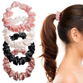 FOMIYES Satin Scrunchies: Satin Hair Scrunchies - 4Pcs Satin Hair Tie Ponytail Hair Ropes Elastics Hair Scrunchies for Thin or Thick Hair for Women Girls Hair Accessories Decorations