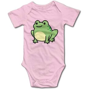 Pengshiliu Frog Baby Climbing Short Sleeve Onesie 6-12 Month Pink