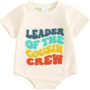 Ayalinggo Newborn Baby Girl Boy Matching Sibling Outfits Short Sleeve Leader Of The Cousin Crew Romper Shirt Summer Clothes