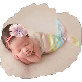 Ylsteed Newborn photography Outfits Girl Baby Photography Props Stretch Mermaid Set Headband Bra Tail Newborn Infant Baby Photo Props Colour