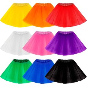 9 PCS 4 Layers Tutu Skirt for Toddler Girls, Princess Tutu Dresses for Toddler Girls 2-8 Years Birthday Party Fluffy Tulle Tutu Dresses Multicolor