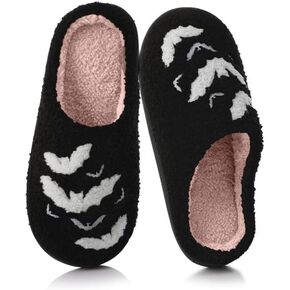 Feionusin Halloween Pumpkin Slippers for Womens Mens Plush Warm Spooky Lantern Pumpkin Slippers Fuzzy Cozy Winter House Bedroom Slippers Halloween Gifts