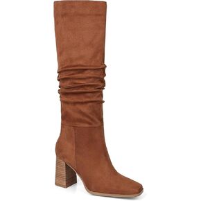 mikarka Suede Knee High Boots Women Slouchy Tall Boots for Women Square Toe Chunky Block High Heel 2024 Fall Boots Slip-On Long Boots