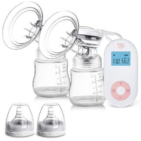 BABY JOY Electric Double Breast Pump, Portable Dual Suction Nursing Breastfeeding Pump with LCD Display Screen, Backflow Protector, Ultra-Quiet Rechargeable Milk Pump for Travel& Home