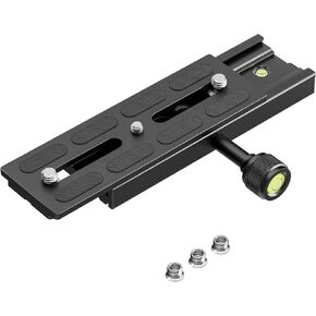 NEEWER Quick Release Plate with Clamp Set, 150mm QR Plate with Clamp Adapter, 3/8" 1/4" Screw, Bubble Levels, 3/8" to 1/4" Thread Adapter, Compatible with Arca Swiss Tripod Monopod Ball Head, QR150