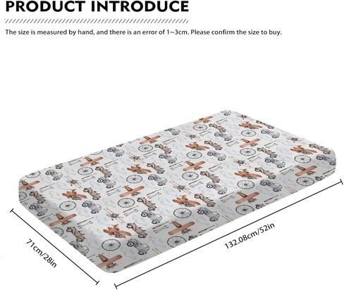 Baby Crib Sheets Fitted for Boys and Girls Vintage Car Plane Wheel Cloud Breathable Neutral Baby Sheet 28''x52'' Fits Toddler Bed or Crib Mattress, 4267584 in Saudi Arabia