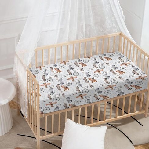 Baby Crib Sheets Fitted for Boys and Girls Vintage Car Plane Wheel Cloud Breathable Neutral Baby Sheet 28''x52'' Fits Toddler Bed or Crib Mattress, 4267584 in Saudi Arabia