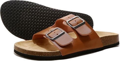 Unisex Sandals for Mens and Womens, Cork Footbed Slides with Adjustable Buckle Straps, Beach Comfortable Arch Support Sandals Slipers in Saudi Arabia