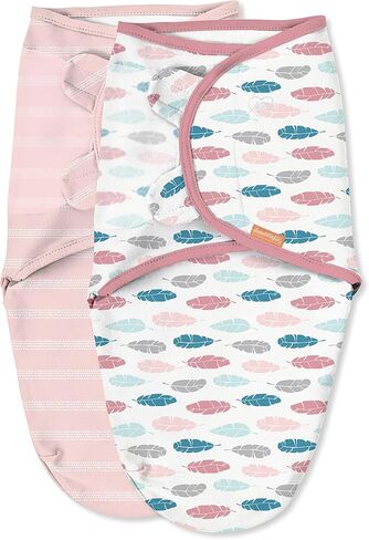 SwaddleMe Original Swaddle – Size Large, 3-6 Months, 2-Pack (Feather Stripe) in Saudi Arabia