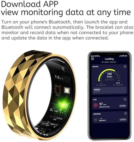 Smart Ring, Smart Ring Health Tracker, IP68 Waterproof Fitness Tracker Ring, No App Subscription with Heart Rate, Blood Oxygen, and Activity Tracking (Silver, 10#) in Saudi Arabia
