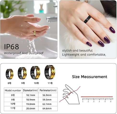 Smart Ring, Smart Ring Health Tracker, IP68 Waterproof Fitness Tracker Ring, No App Subscription with Heart Rate, Blood Oxygen, and Activity Tracking (Silver, 10#) in Saudi Arabia