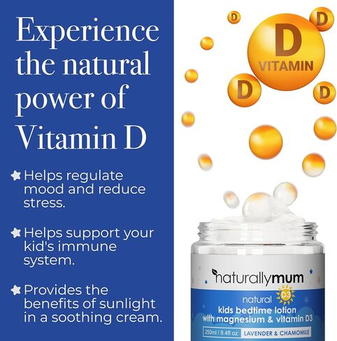 Kids Magnesium Bedtime Lotion with Vitamin D | Support for Sleep, Heart, Bone, Nerve, Gut and Muscle Health | Alternative to Melatonin | Lavender & Chamomile 4.2 fl oz in Kuwait