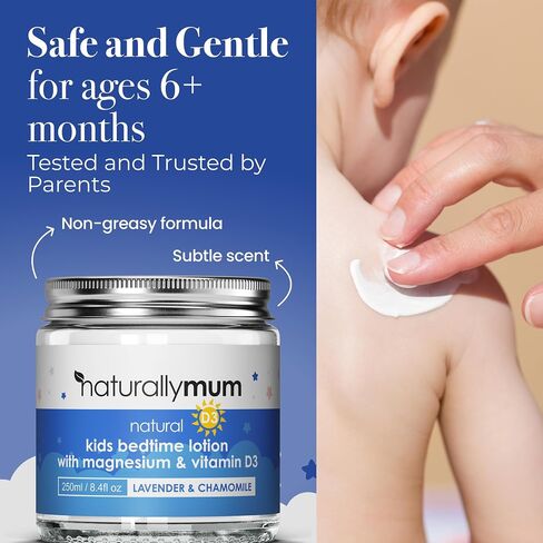 Kids Magnesium Bedtime Lotion with Vitamin D | Support for Sleep, Heart, Bone, Nerve, Gut and Muscle Health | Alternative to Melatonin | Lavender & Chamomile 4.2 fl oz in Kuwait