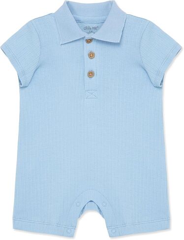 Little Me Simply Essential Solids 100% Organic Clothes for Baby Boys' Collared Polo Romper, 3-12 Months in Saudi Arabia