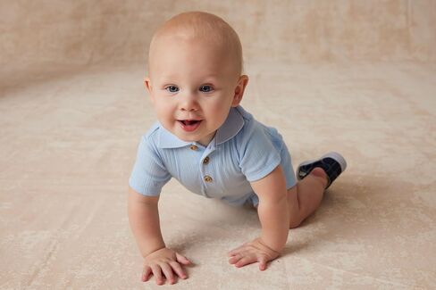 Little Me Simply Essential Solids 100% Organic Clothes for Baby Boys' Collared Polo Romper, 3-12 Months in Saudi Arabia