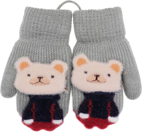 Toddler Girls Boys Rabbit Winter Warm Knit Mittens with String Bunny Kids Baby Soft Thick Fleece Lined Gloves in Kuwait