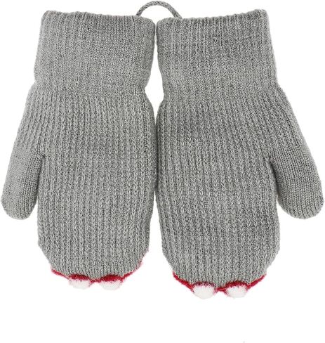 Toddler Girls Boys Rabbit Winter Warm Knit Mittens with String Bunny Kids Baby Soft Thick Fleece Lined Gloves in Kuwait