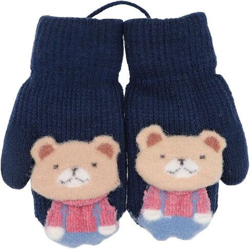 Toddler Girls Boys Rabbit Winter Warm Knit Mittens with String Bunny Kids Baby Soft Thick Fleece Lined Gloves in Kuwait