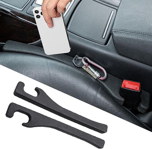 2 Pack Car Console Gap Filler,Car Seat Gap Filler with Storage Box,Fill The Gap Between Seat and Console,Prevent Things from Dropping,Convenient to Storage Keys and Phone(Black with Storage) in Saudi Arabia