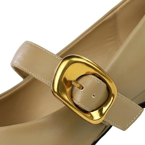 Women's 1 Inch Pointy Toe Mary Janes Flats One Strap Buckle Cute Leather Ballet Flat Shoes for Women Low Heeled Wedge Slip On Solid Work Flats Dress Comfortable in Saudi Arabia