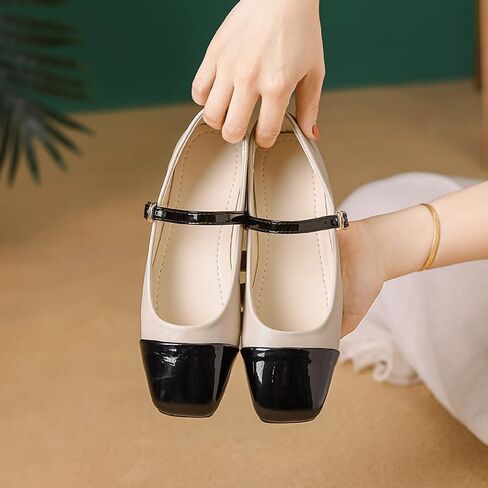 Dear Time Mary Jane Flats for Women Ballets Flats Strap Shoes Dressy Comfortable Square Toe Mary Jane Buckle Flats Shoes in Kuwait