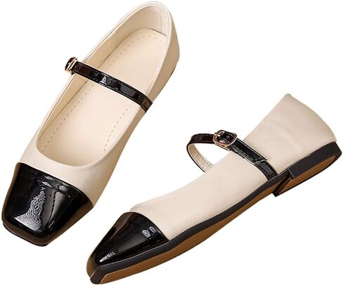 Dear Time Mary Jane Flats for Women Ballets Flats Strap Shoes Dressy Comfortable Square Toe Mary Jane Buckle Flats Shoes in Kuwait