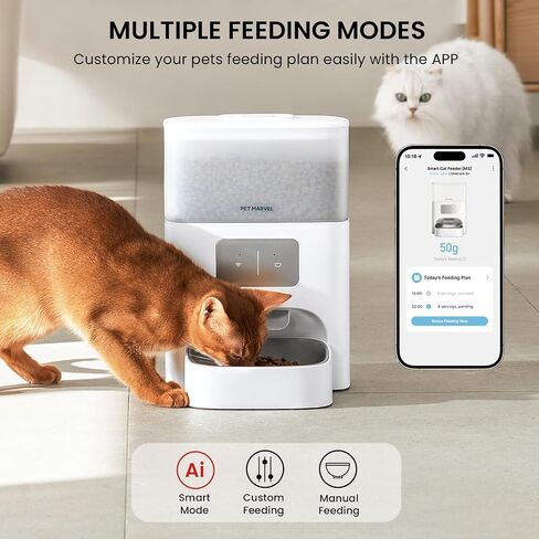 وحدة تغذية أوتوماتيكية للقطط من PET MARVEL مع كاميرا M3 PRO، فيديو عالي الدقة 1080 بكسل مع رؤية ليلية، وحدة تغذية تلقائية للحيوانات الأليفة مع صوت ثنائي الاتجاه، كشف الحركة والصوت، تطبيق WiFi 2.4 جيجا هرتز، وحدة تغذية موقوتة للقطط والكلاب in Saudi Arabia