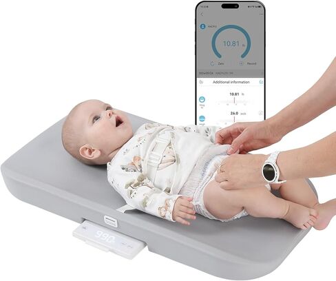 GROWNSY Smart Changing Pad and Scale, Wipeable Diaper Changing Baby Scale with Removable Safety Strap, Baby Ergonomic Design, Non-Slip, Comfortable, Fits Changing Table and Dresser, White in Saudi Arabia