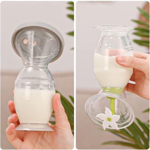 مضخة حليب يدوية من هاكا سعة 150 مل مع سدادة على شكل زهرة وغطاء سيليكون وحزام سيليكون مجموعة أساسيات الرضاعة الطبيعية in Kuwait