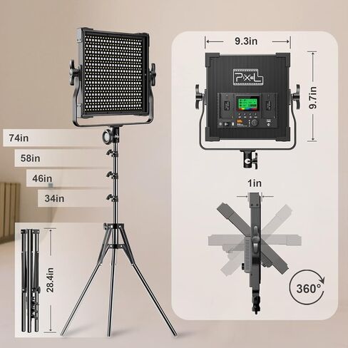 إضاءة فيديو LED بكسل RGB، مصابيح استوديو 50 وات مع جهاز تحكم عن بعد، مجموعة إضاءة التصوير الفوتوغرافي 2600K-10000K، لوحة إضاءة LED مع وظيفة الذاكرة، 552 قطعة خرز، 360 درجة لون كامل/9 مشاهد قابلة للتطبيق in Kuwait