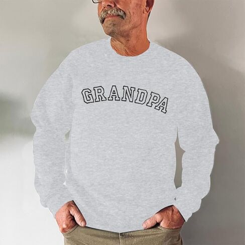 LUKYCILD Grandpa Embroidered Sweatshirt Men: Papa Sweatshirts Grandfather Long Sleeve Shirt Grandpa Gifts Casual Tops in Kuwait
