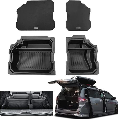For 2023 Toyota Sienna Trunk storage box for Toyota Sienna 2023 2022 2021 Trunk Cargo Organizer Insert Rear Storage -Portable Car Storage with Lid sorting storage box in Kuwait