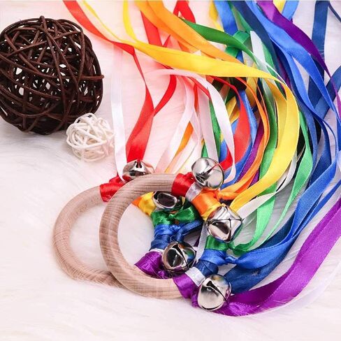 TANOFAR Montessori Toy | Hand Kite | Baby Sensory Toy | Sensory Ribbon Toy | Waldorf Toy | Wooden Baby Toys | Wooden Toddler Toys | Rainbow Hand Kite in Saudi Arabia