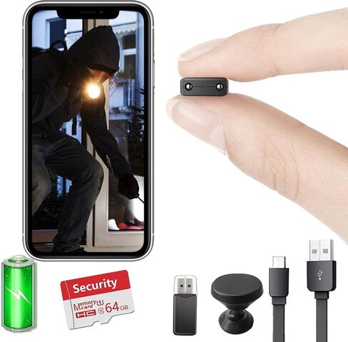 【مجانية 64 جيجا】أصغر كاميرا تجسس لاسلكية للبطارية، كاميرا واي فاي صغيرة HD1080P، كاميرا مراقبة صغيرة للأطفال، كاميرا للحيوانات الأليفة، كاميرا مربية مع رؤية ليلية، كشف الحركة، تخزين سحابي، للأمان مع iOS Android in Saudi Arabia