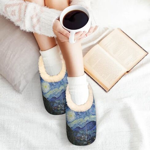 Women's Slippers Comfy Warm House Slippers for Women Men, Fuzzy Slip-on Plush Ladies Slippers Socks for Winter Bedroom Indoor and Outdoor in Kuwait