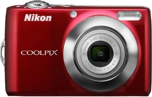 كاميرا رقمية Nikon COOLPIX L24 بدقة 14 ميجابكسل مع عدسة تكبير بصري 3.6x NIKKOR وشاشة LCD مقاس 3 بوصات (أحمر) (متجددة) in Saudi Arabia