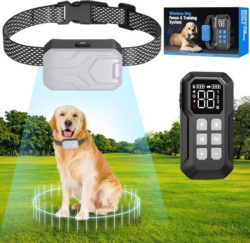 Wireless Dog Fence for 2 Dogs, Wireless Fence for Dogss, Electric Dog Fence, Electric Fence for Dogs, 2 in 1 Wireless Dog Fence System with Waterproof and Rechargeable Dog Training Collar in Saudi Arabia