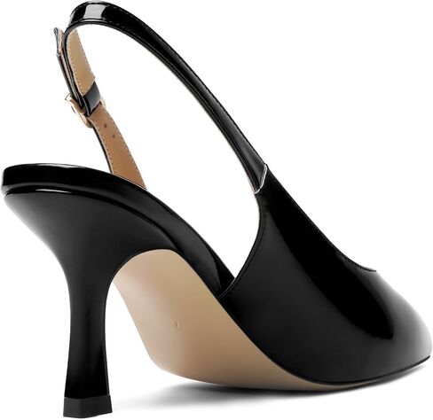 Womens Casual Buckle Patent Slingback Office Pointed Toe Stiletto High Heel Pumps Shoes 3 Inch in Kuwait