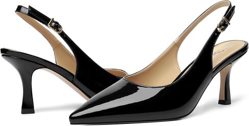 Womens Casual Buckle Patent Slingback Office Pointed Toe Stiletto High Heel Pumps Shoes 3 Inch in Kuwait
