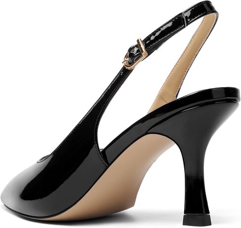 Womens Casual Buckle Patent Slingback Office Pointed Toe Stiletto High Heel Pumps Shoes 3 Inch in Kuwait