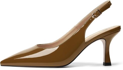 Womens Casual Buckle Patent Slingback Office Pointed Toe Stiletto High Heel Pumps Shoes 3 Inch in Kuwait