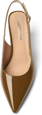 Womens Casual Buckle Patent Slingback Office Pointed Toe Stiletto High Heel Pumps Shoes 3 Inch in Kuwait